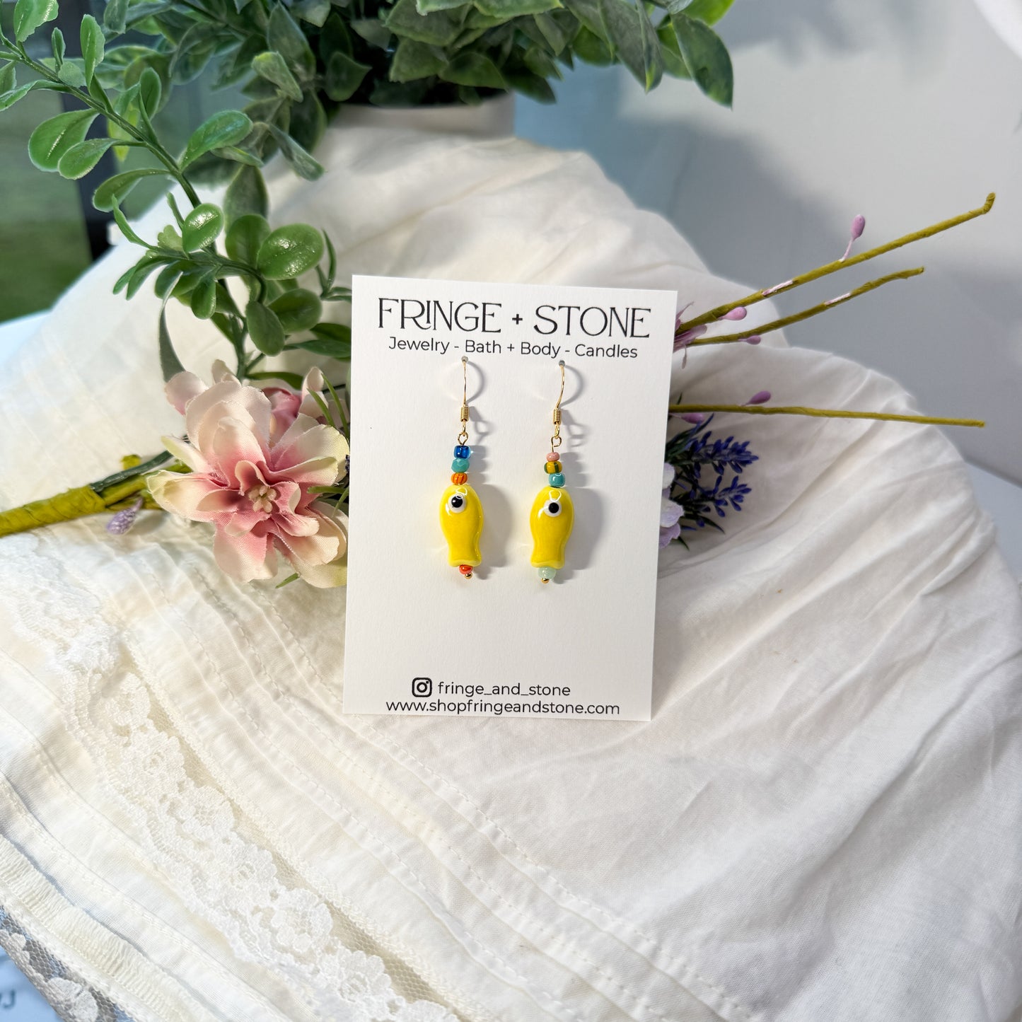 YELLOW LITTLE FISH EARRINGS