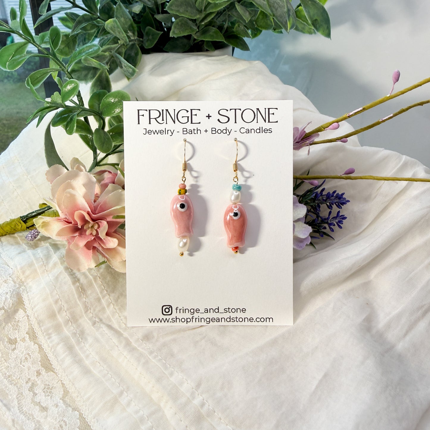PINK LITTLE FISH EARRINGS