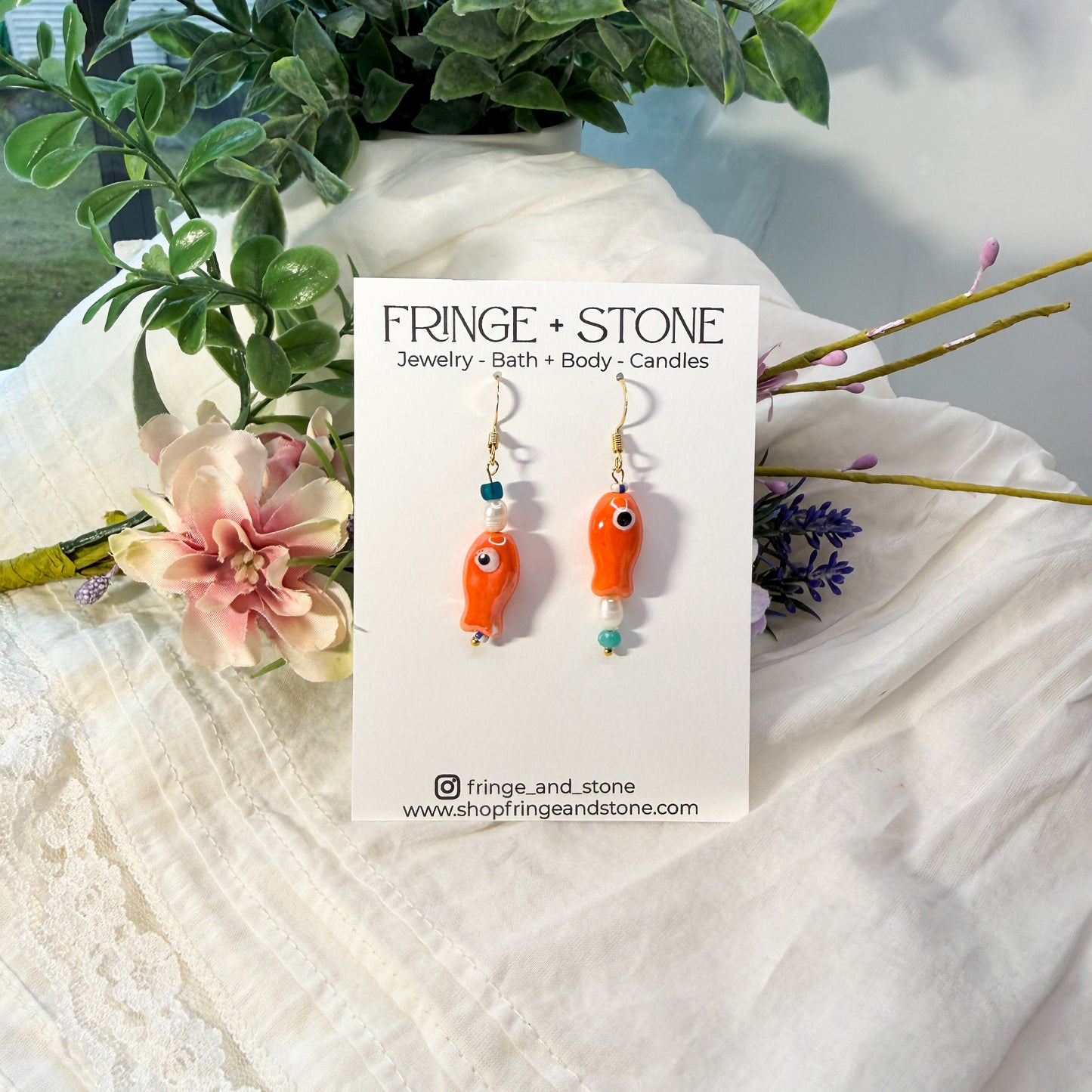 ORANGE LITTLE FISH EARRINGS