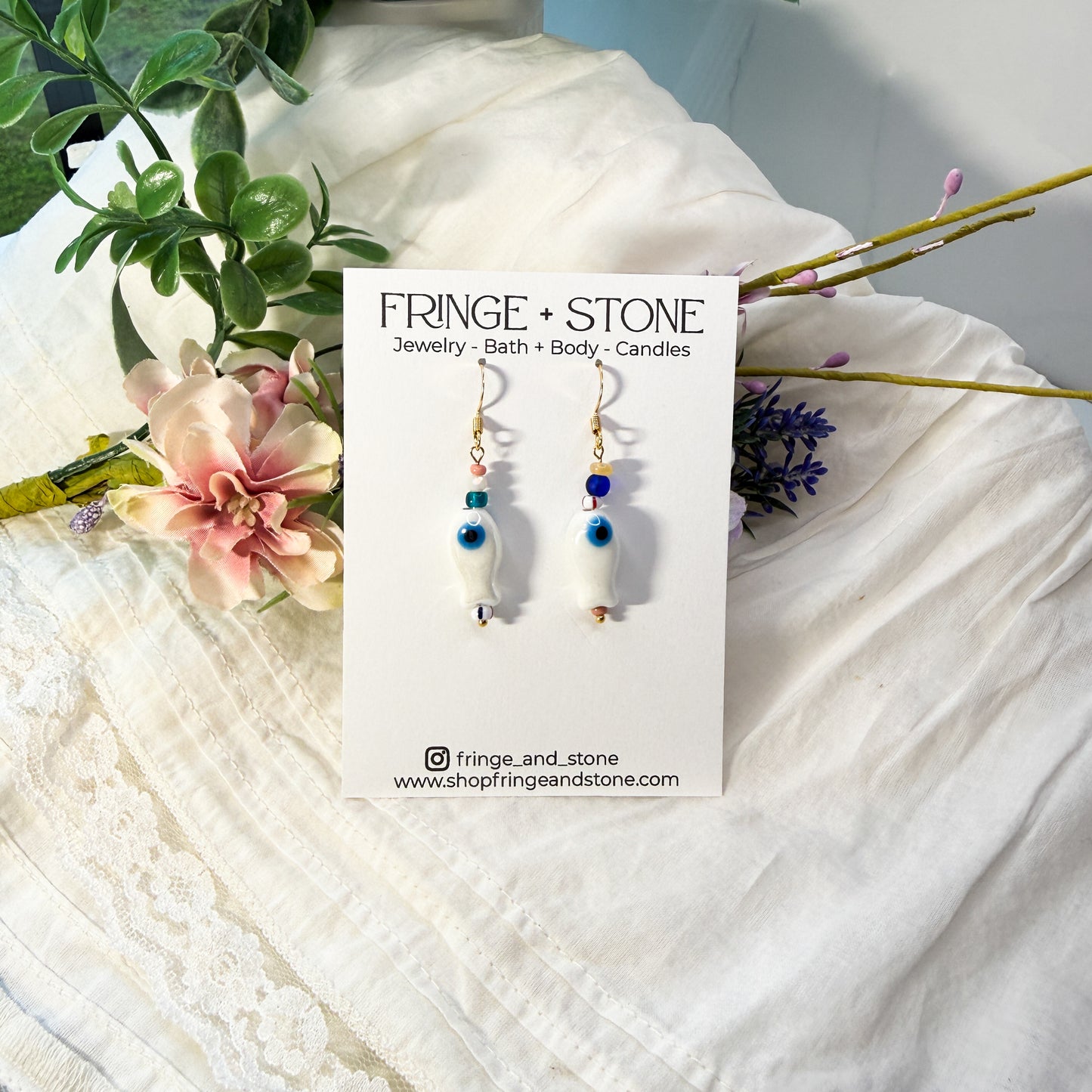 WHITE LITTLE FISH EARRINGS