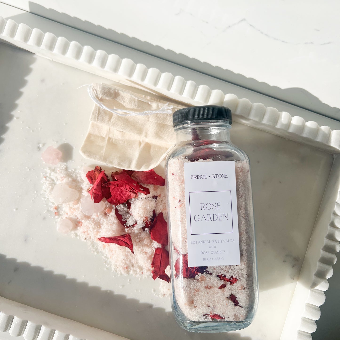 Rose Garden Botanical Bath Salts with Rose Quartz
