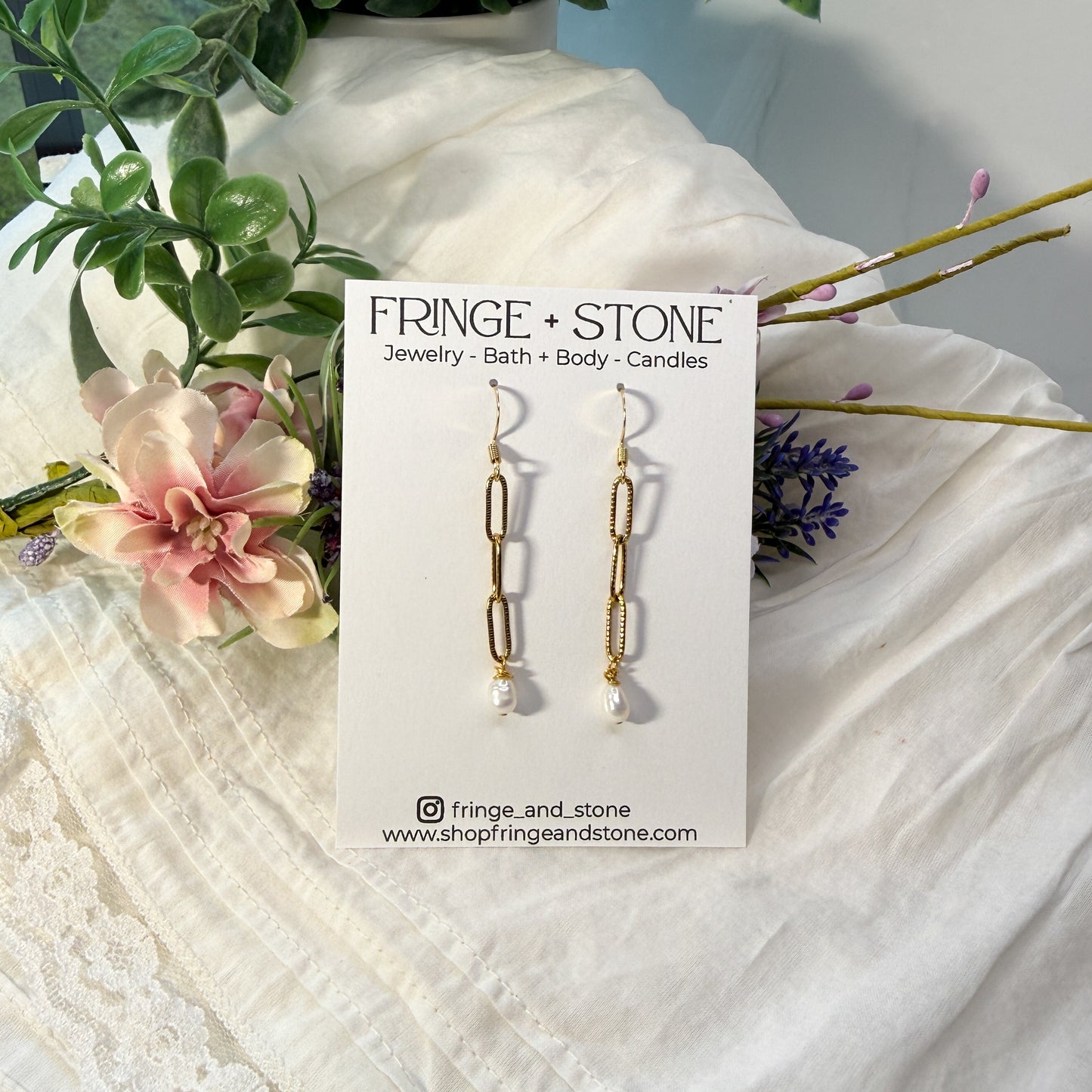 PAPERCLIP + PEARL DROP EARRINGS