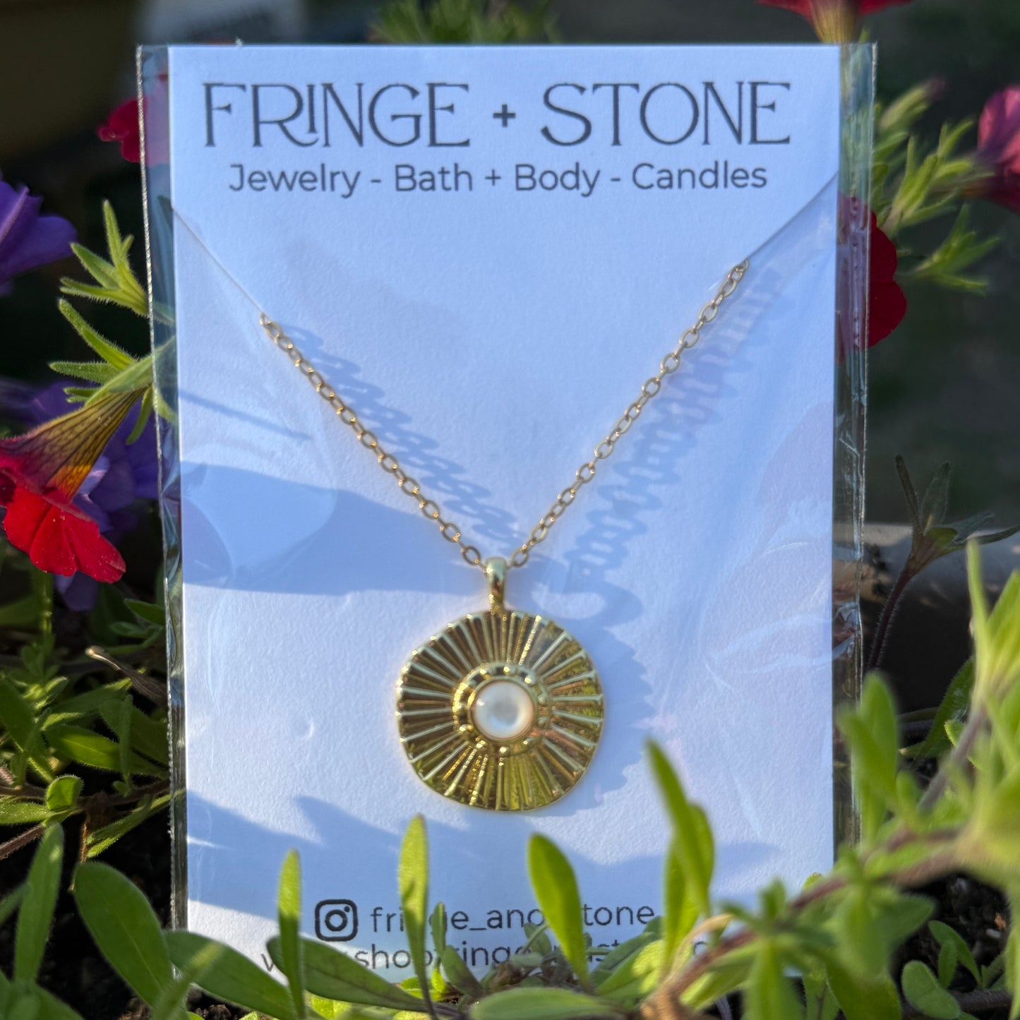 SUNBURST + PEARL COIN NECKLACE
