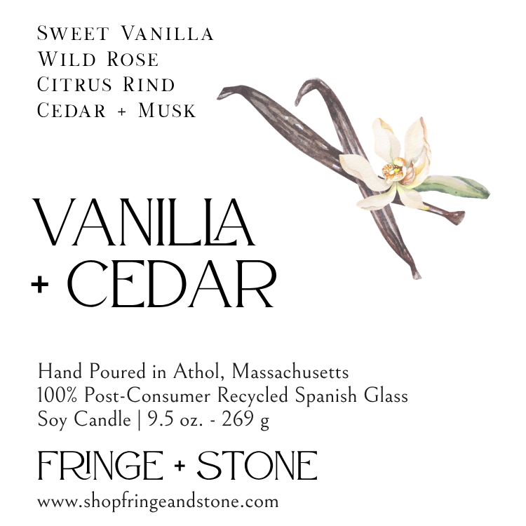VANILLA + CEDAR SOY CANDLE 9.5oz.