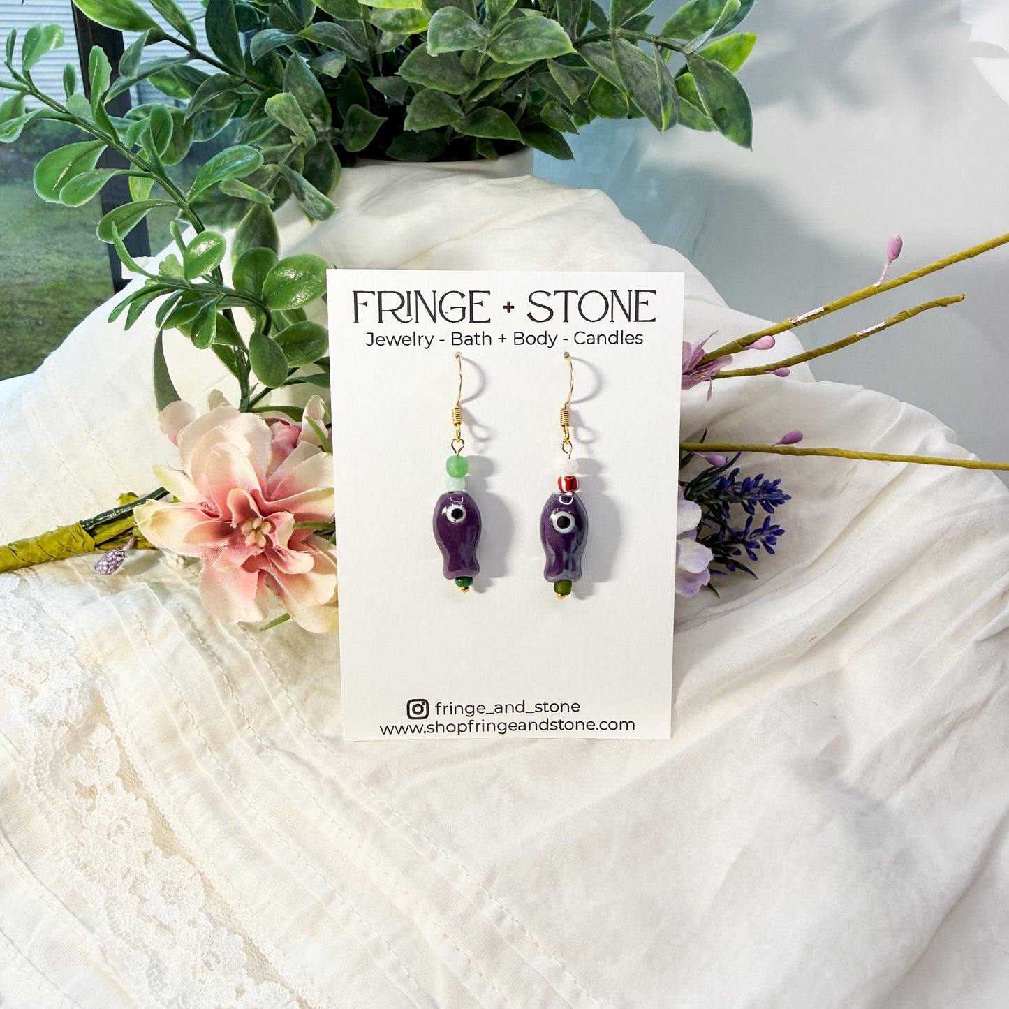EGGPLANT LITTLE FISH EARRINGS