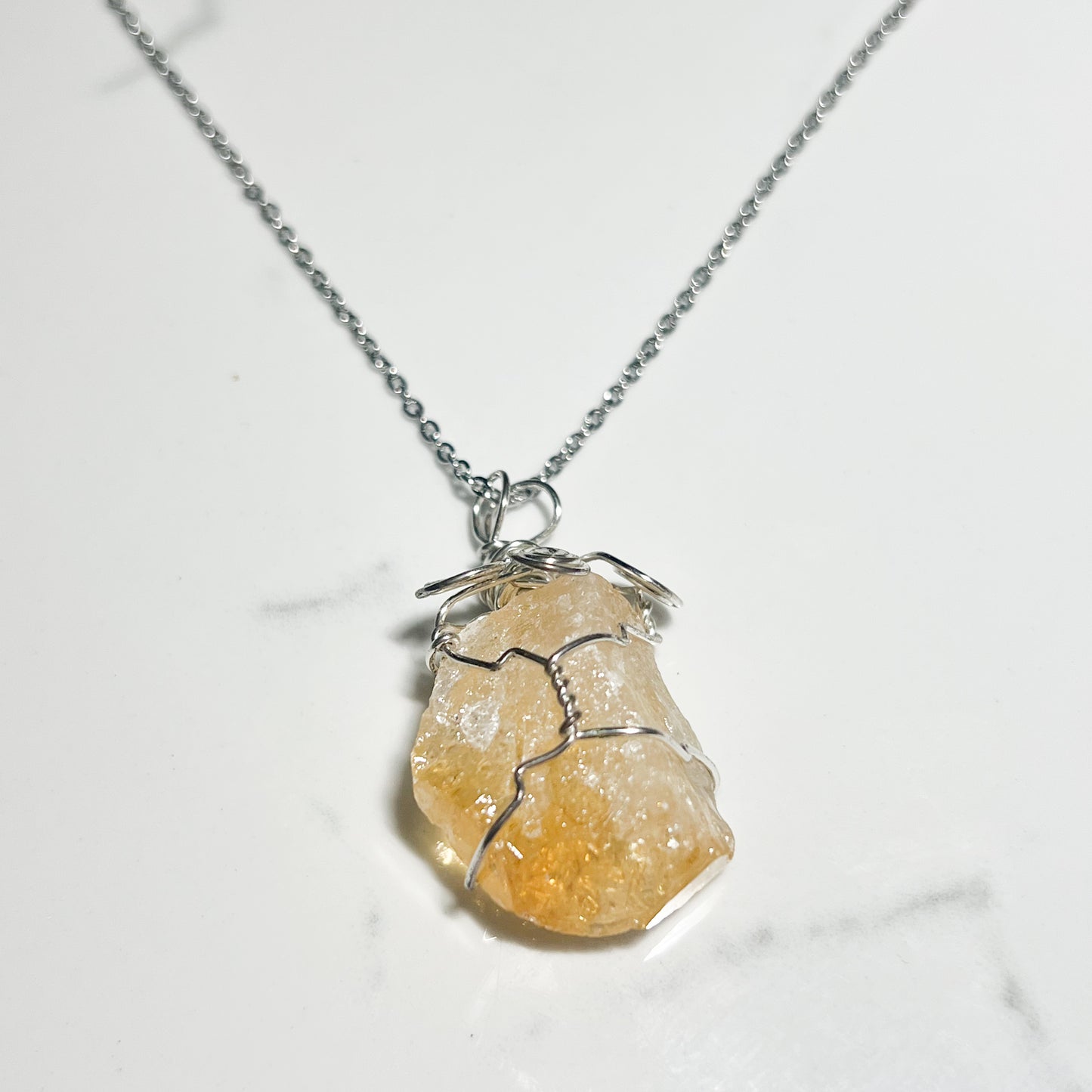 CITRINE SILVER NECKLACE - ROUGH CUT