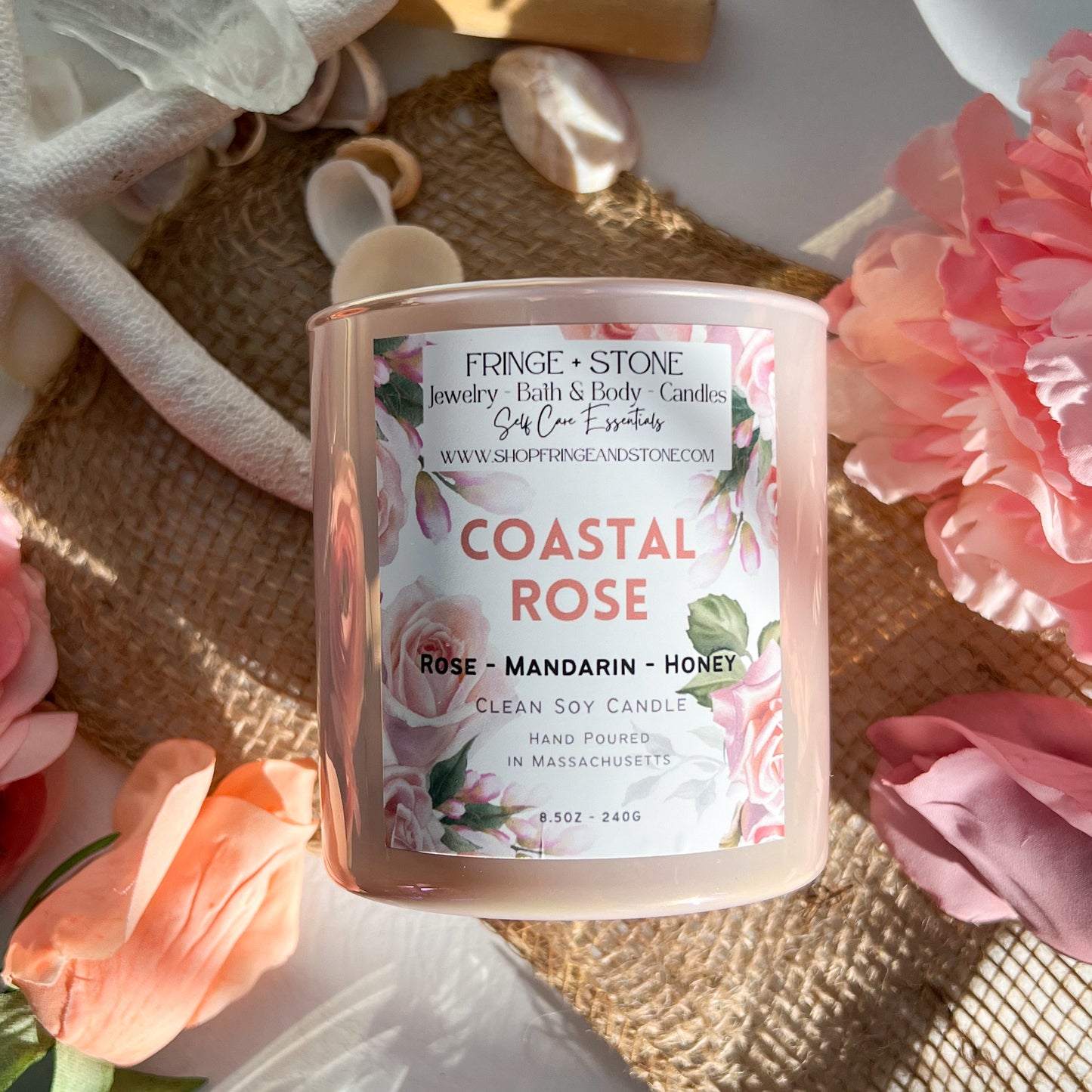 COASTAL ROSE 8.5oz. SOY CANDLE