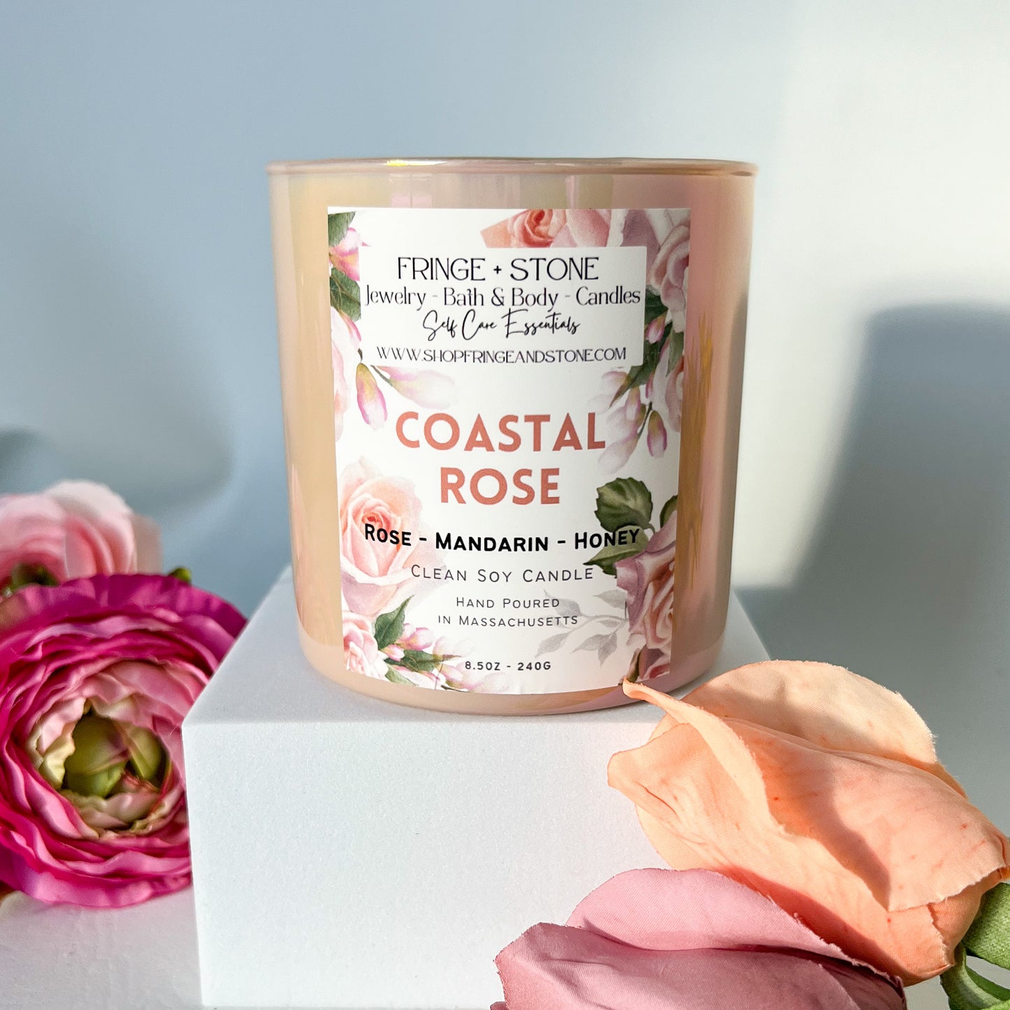 COASTAL ROSE 8.5oz. SOY CANDLE