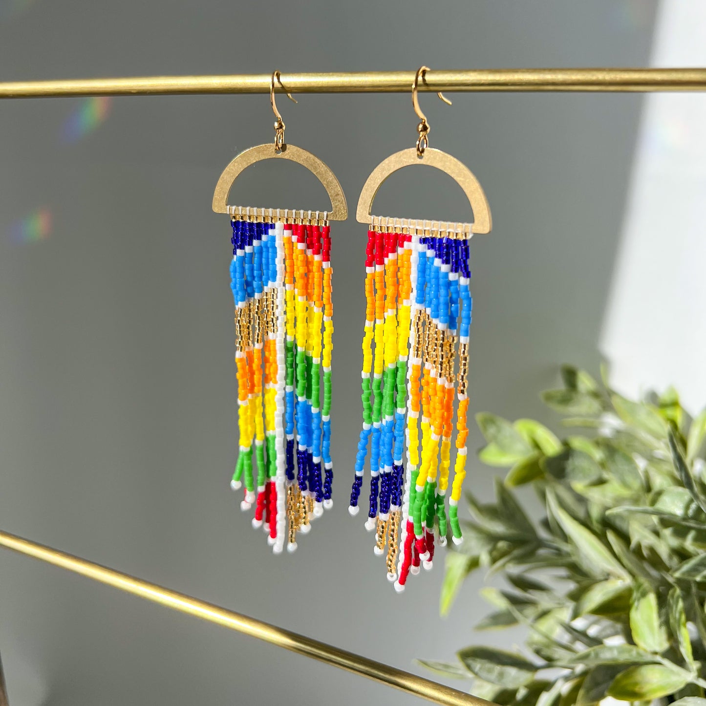 COLORFUL BLOCK FRINGE EARRINGS