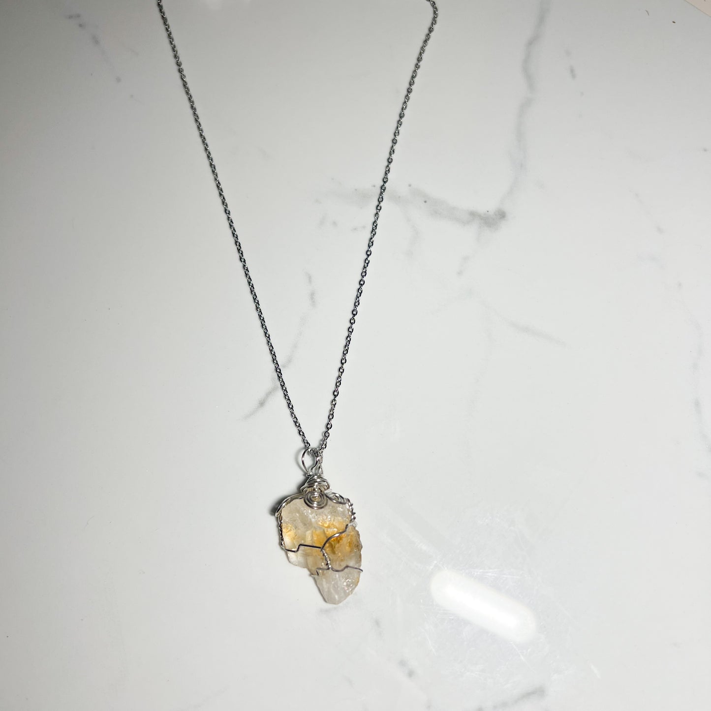 CITRINE SILVER NECKLACE - ROUGH CUT