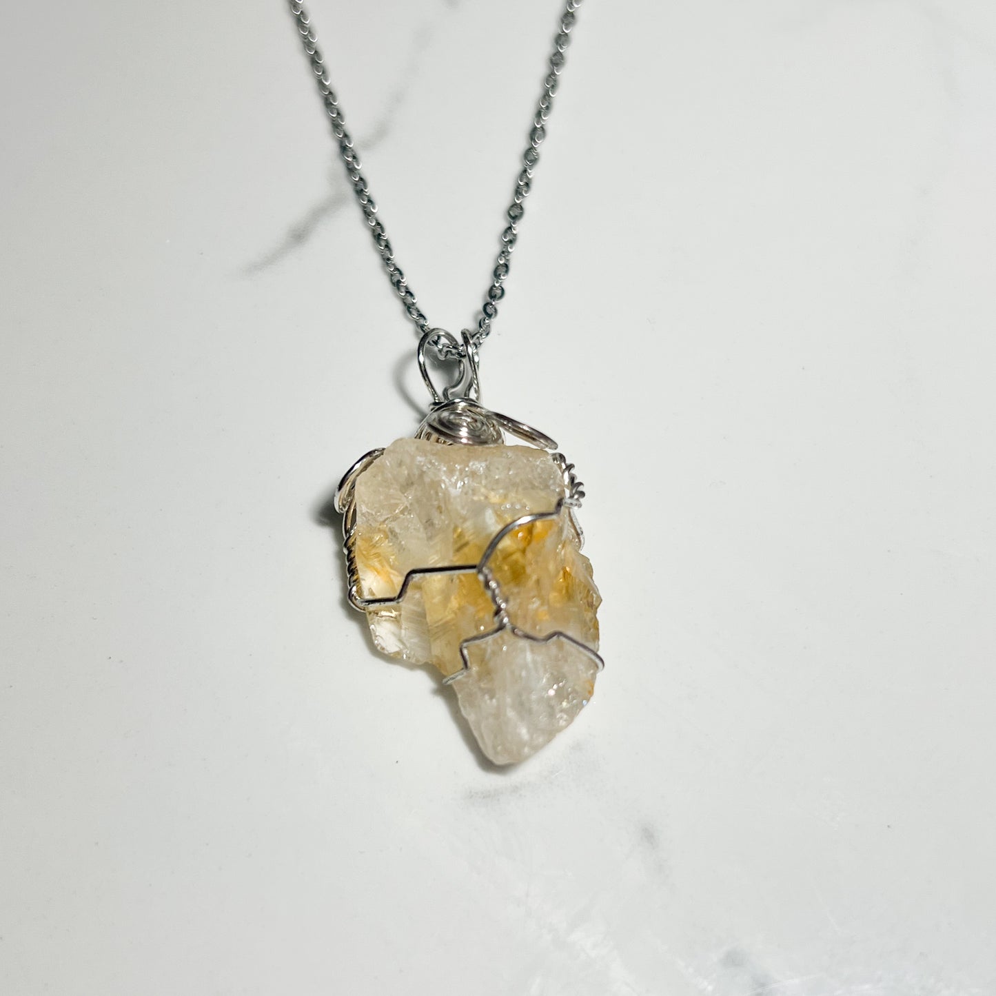 CITRINE SILVER NECKLACE - ROUGH CUT