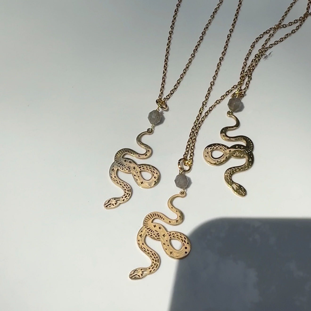 Charming Snake Necklace with Labradorite