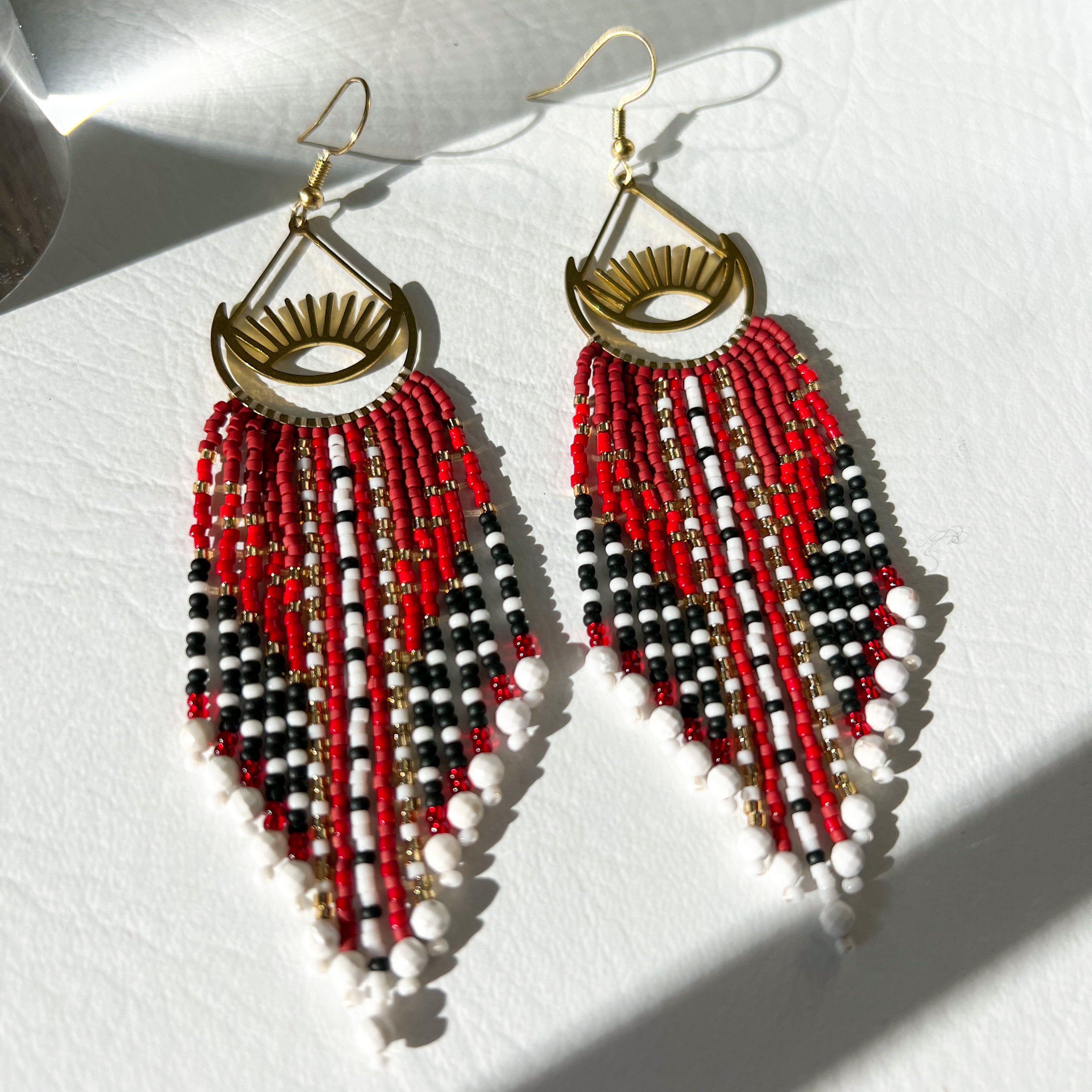 Blood Moon Fringe | Witchy Earrings | Indigenous Owned | Dark Red Ombré Jewelry | Sterling outlet Silver