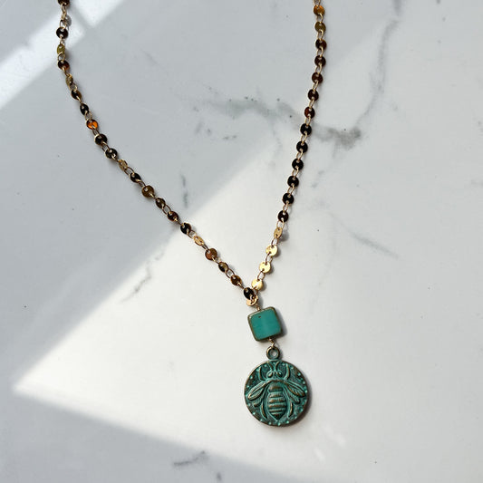 Bee Pendent Coin Necklace