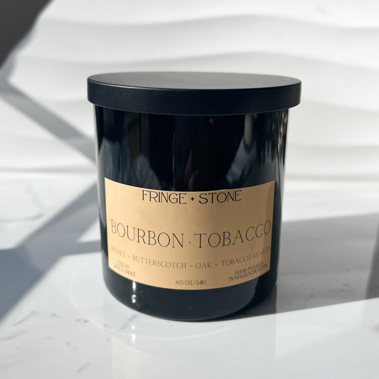 BOURBON + TOBACCO SOY CANDLE - 8.5 OZ.