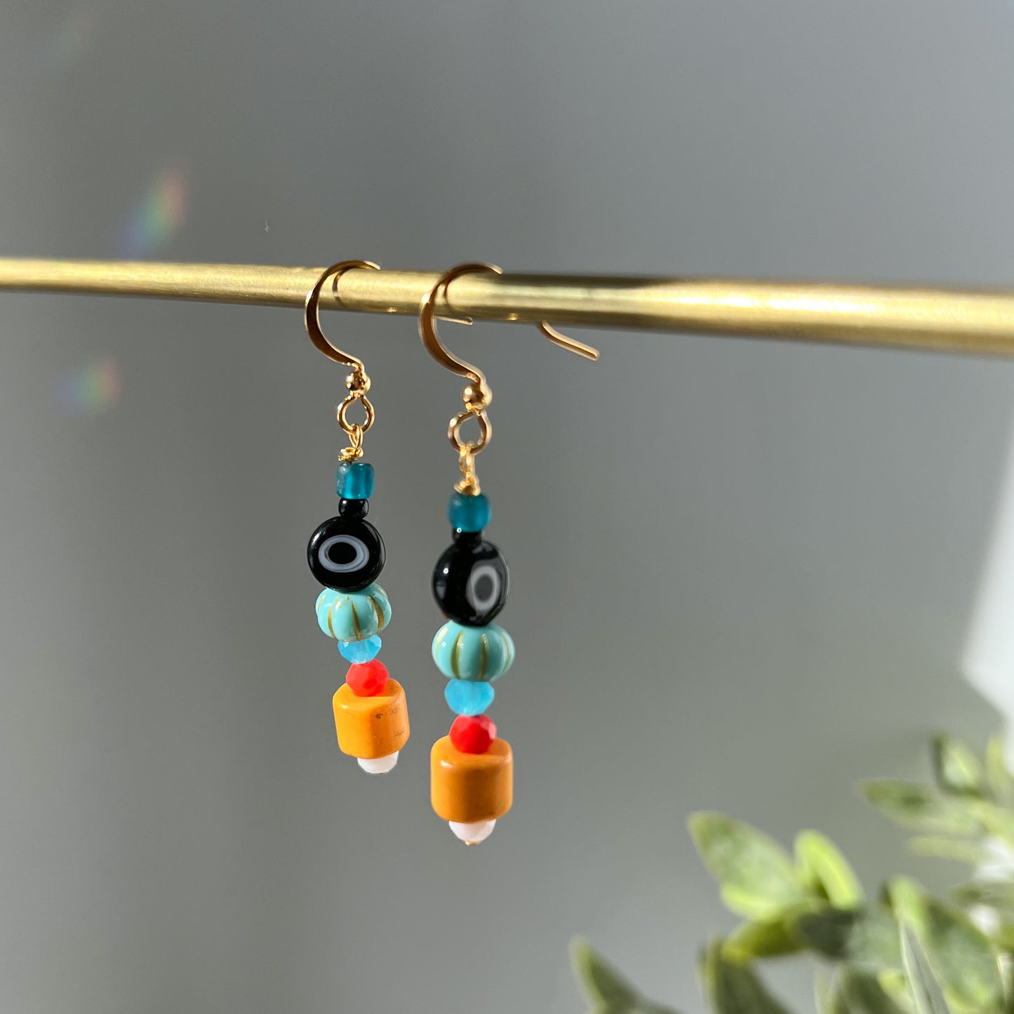 EVIL EYE & BRIGHT DAINTY BEADED EARRINGS