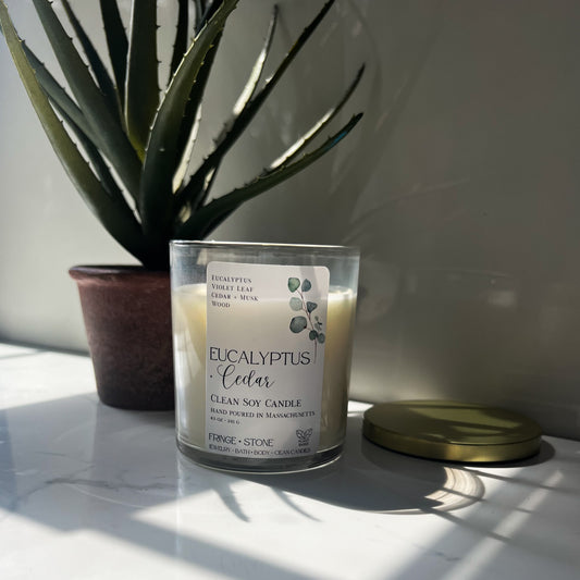 EUCALYPTUS + CEDAR SOY CANDLE - 8.5 OZ.