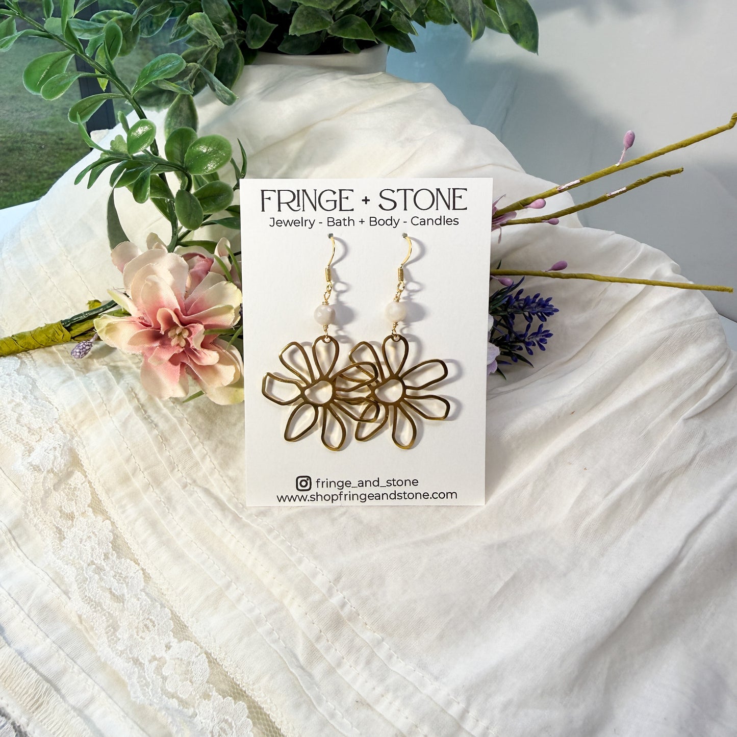 FLOWER + AGATE EARRINGS