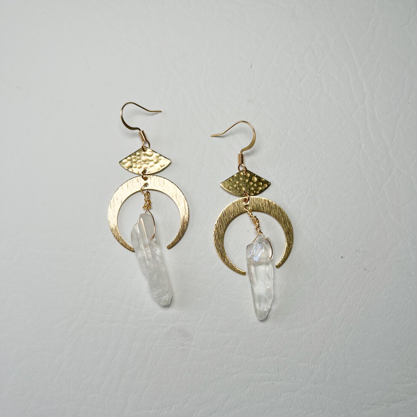 ANGEL AURA QUARTZ CRESCENT MOON EARRINGS