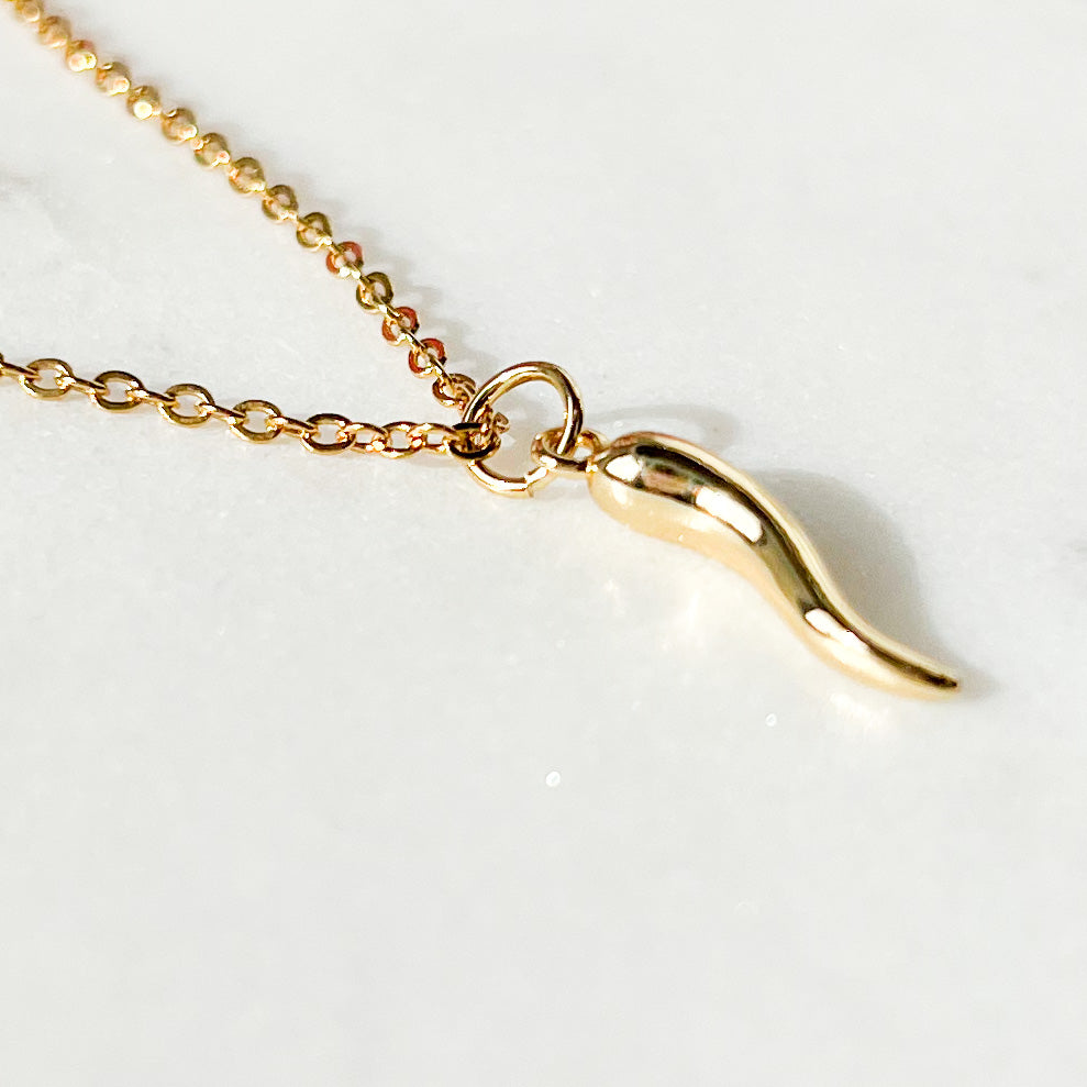 GOLD ITALIAN HORN NECKLACE