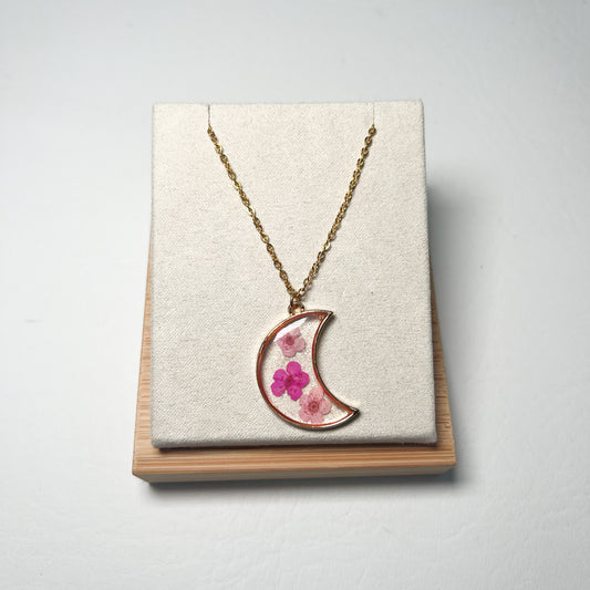 PRESSED FLOWER MOON NECKLACE