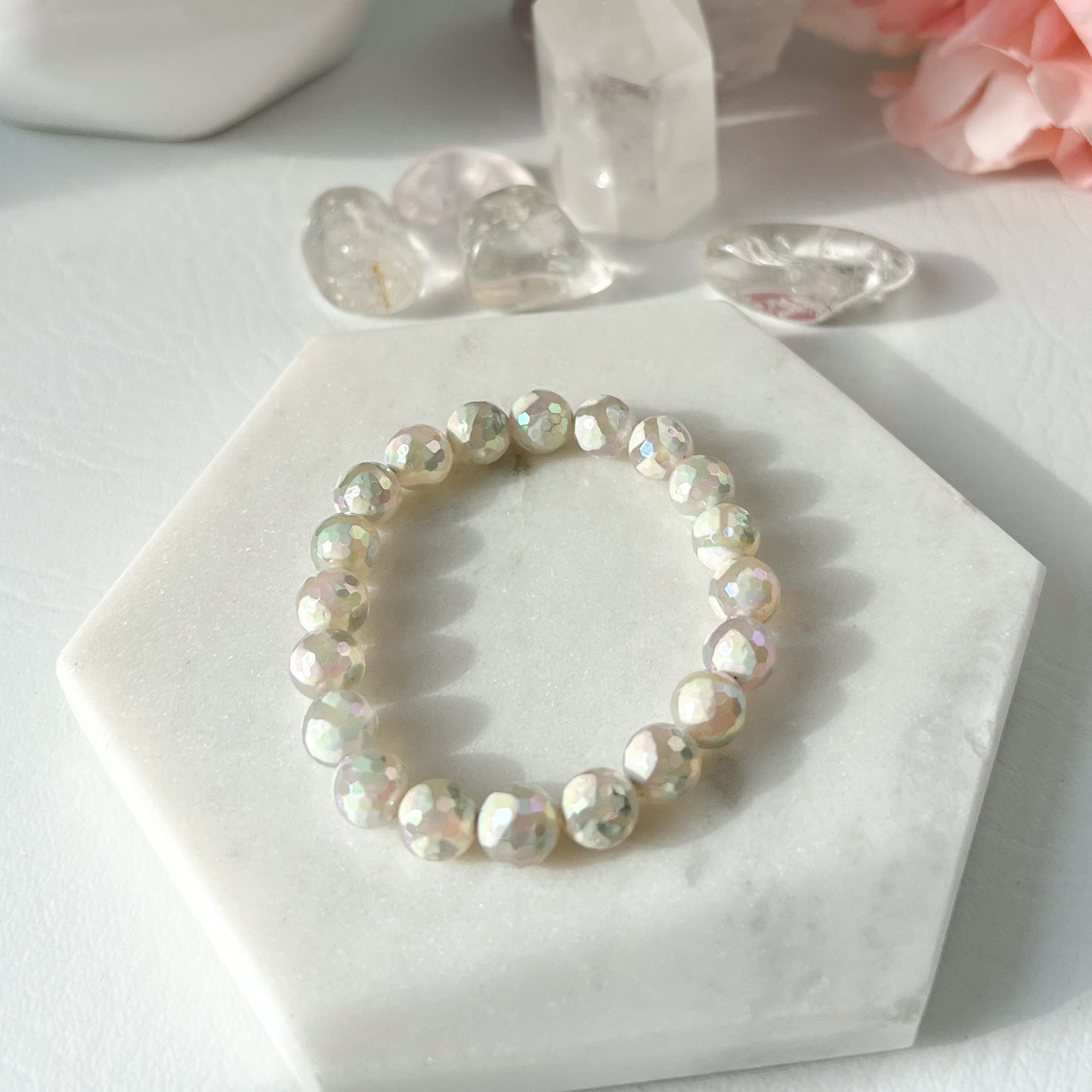 SPARKLING AGATE BRACELET-WHITE/CREAM