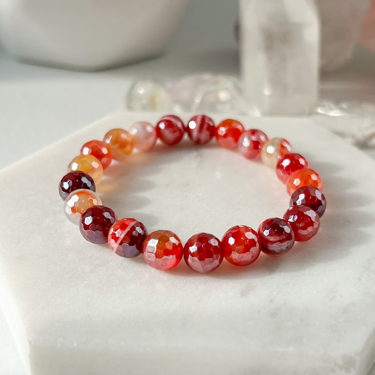 SPARKLING AGATE BRACELET-CORAL/RED