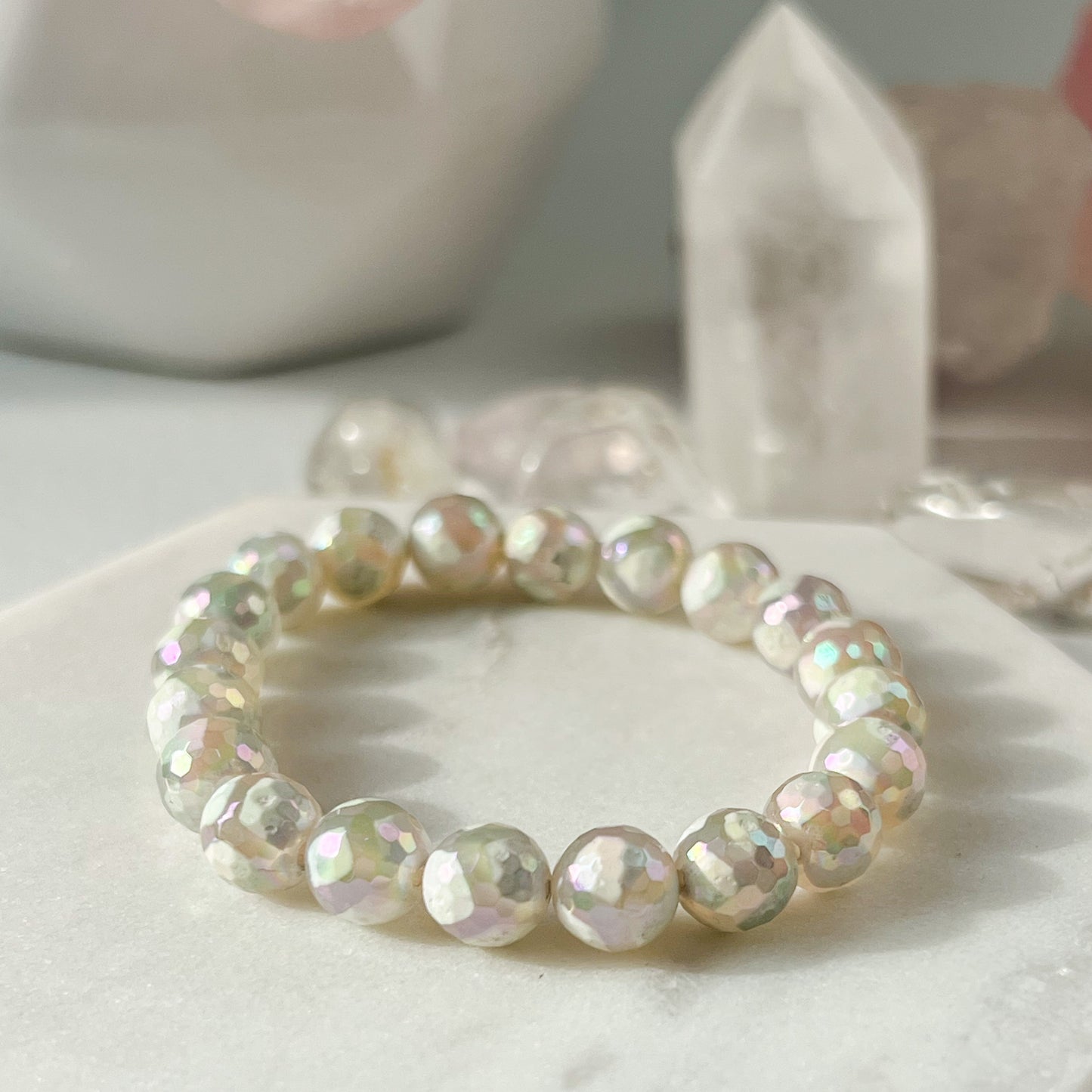 SPARKLING AGATE BRACELET-WHITE/CREAM