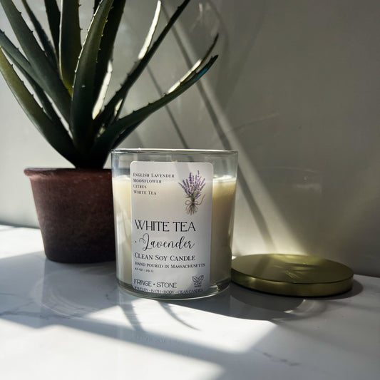 WHITE TEA + LAVENDER SOY CANDLE - 8.5 OZ.