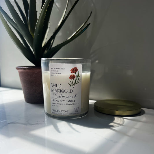WILD MARIGOLD + CEDARWOOD CANDLE - 8.5 OZ.